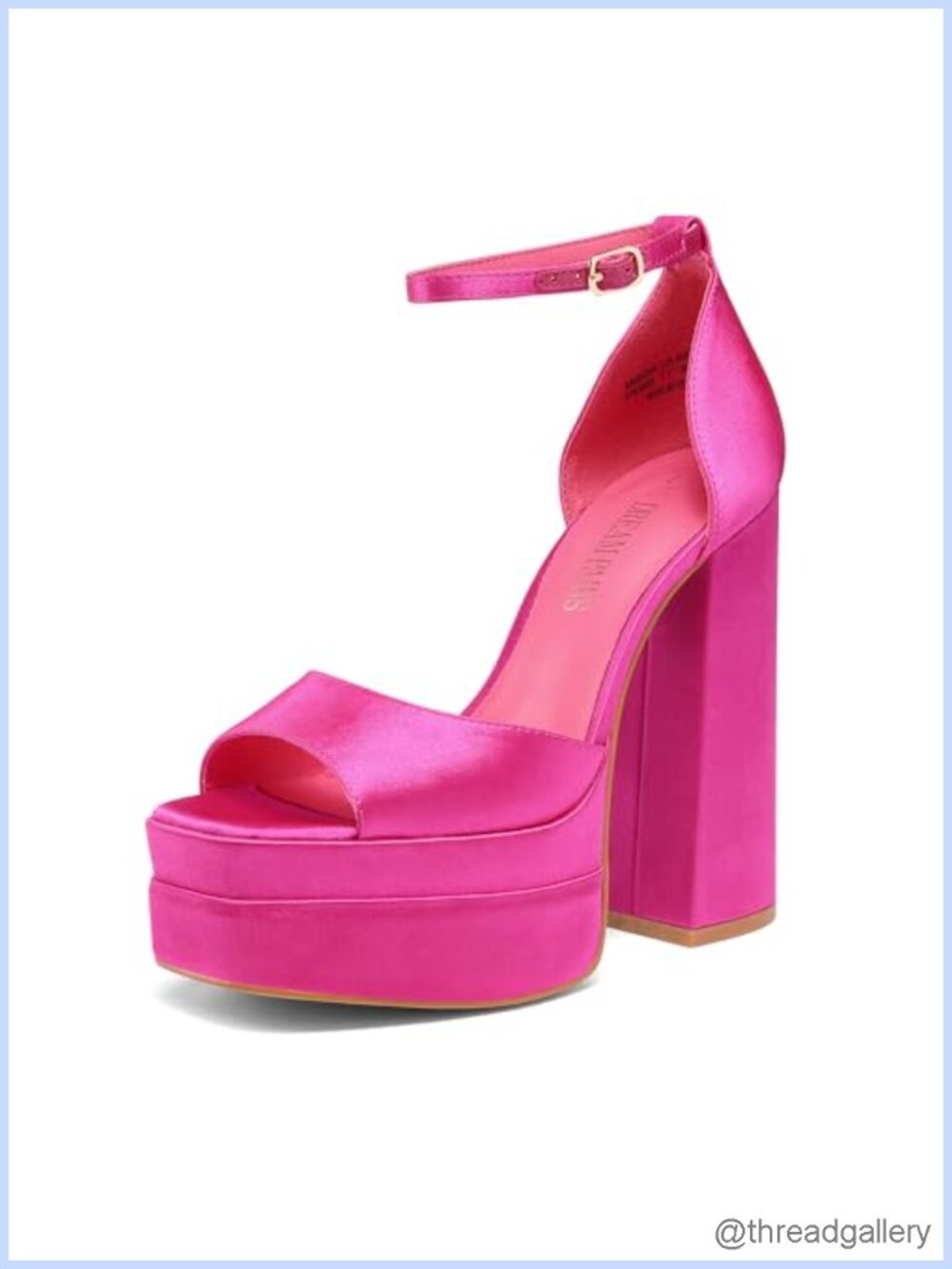 Women's Platform Chunky Heel Sandals Satin Square Toe Ankle Strap